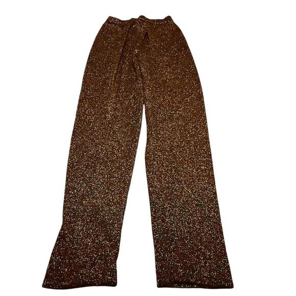 Vintage Bonnie Boerer Company Metallic Knit Pants Bronze Glitter Small - Picture 1 of 3